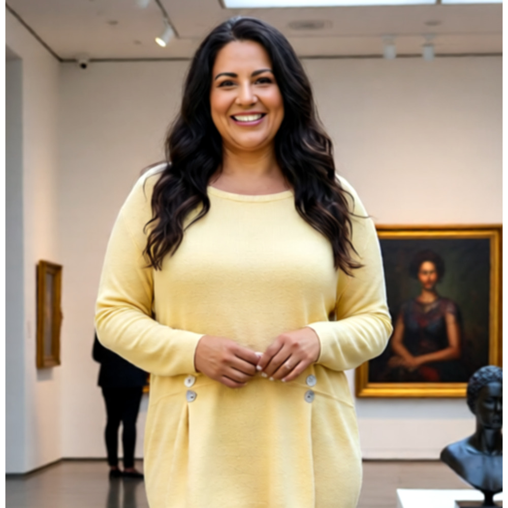 Willow butter yellow top blouse with button embellishments XL